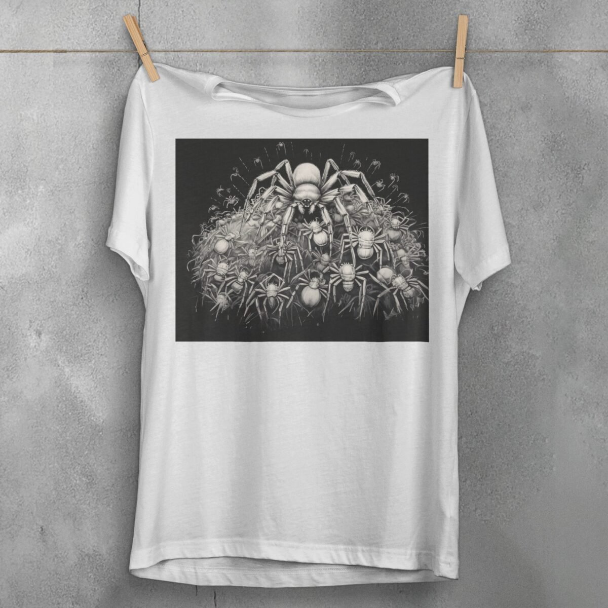 Spider swarm crawling dark fear symbolic protective pagan goth t-shirt - 2