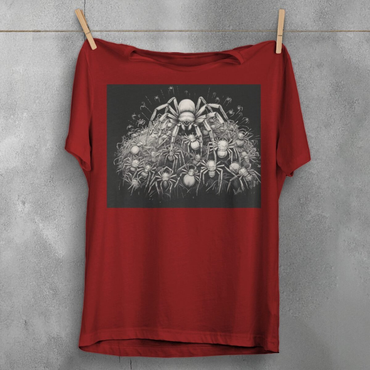 Spider swarm crawling dark fear symbolic protective pagan goth t-shirt - 4
