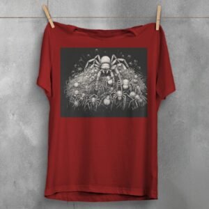 Spider swarm crawling dark fear symbolic protective pagan goth t-shirt - 4