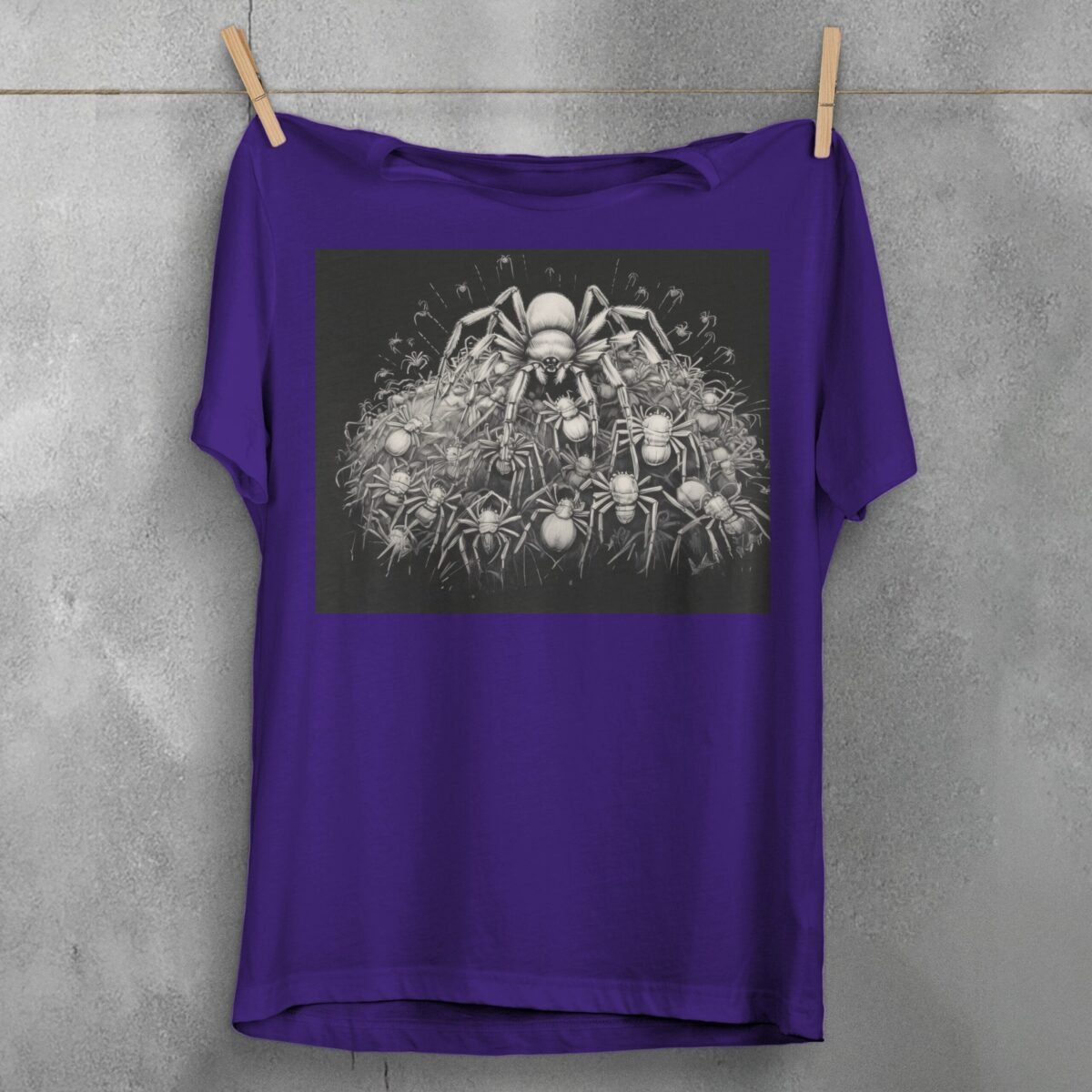 Spider swarm crawling dark fear symbolic protective pagan goth t-shirt - 5