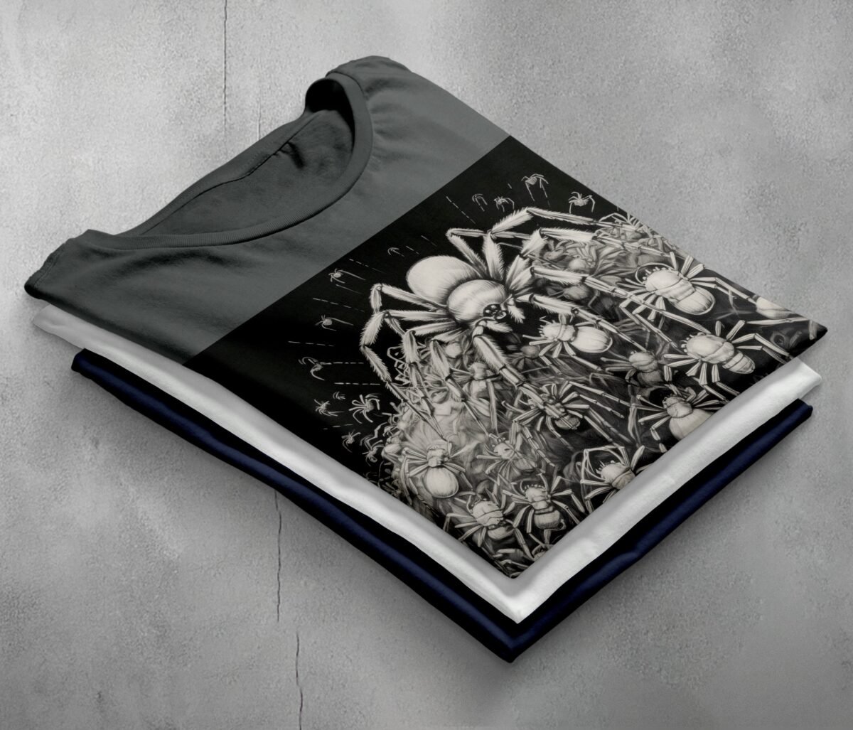 Spider swarm crawling dark fear symbolic protective pagan goth t-shirt - 7