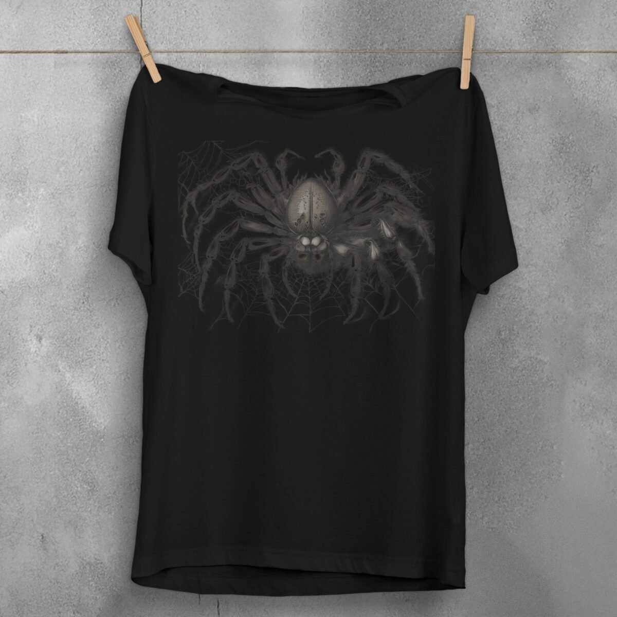 Spider Web Wonder Detailed Arachnid Design Gothic Pagan T-Shirt - 1