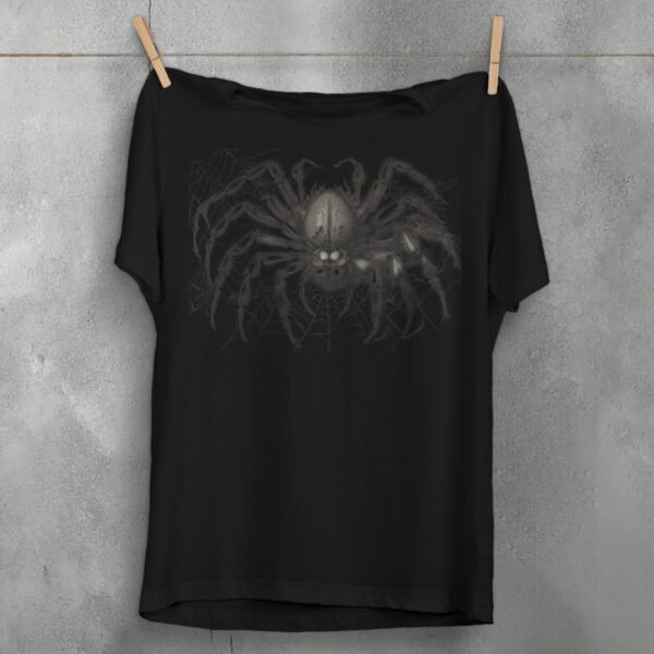 Spider Web Wonder Detailed Arachnid Design Gothic Pagan T-Shirt - 1