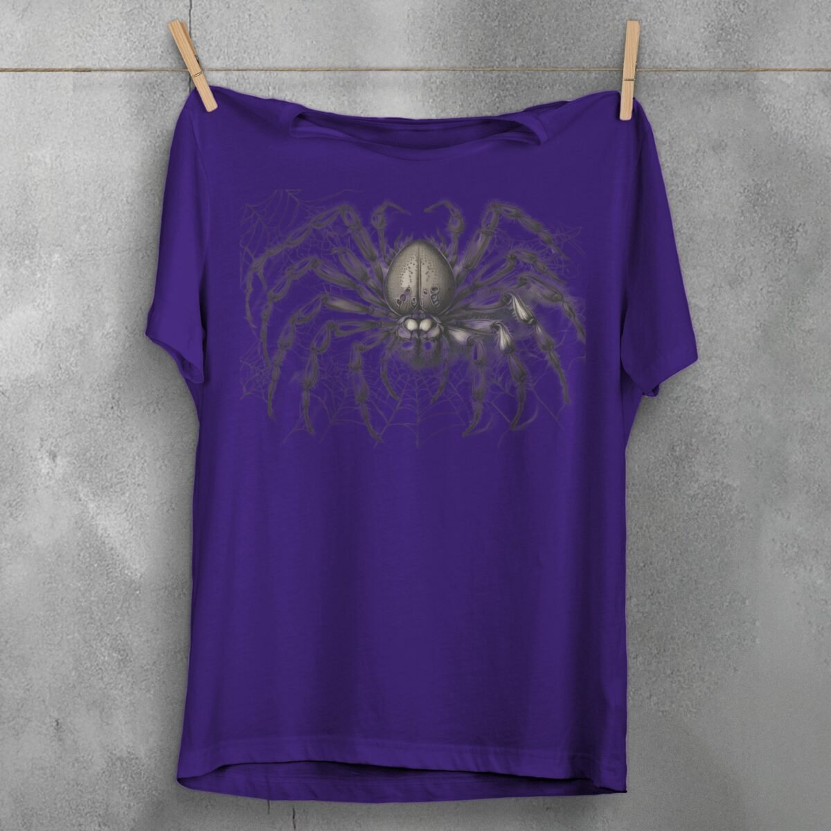 Spider Web Wonder Detailed Arachnid Design Gothic Pagan T-Shirt - 5
