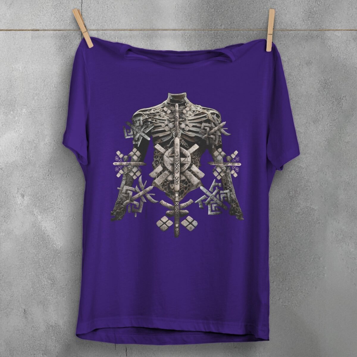 Symbolic Bones Mysterious Runes Skeleton Ritual Artistic Gothic Look t-shirt - 5