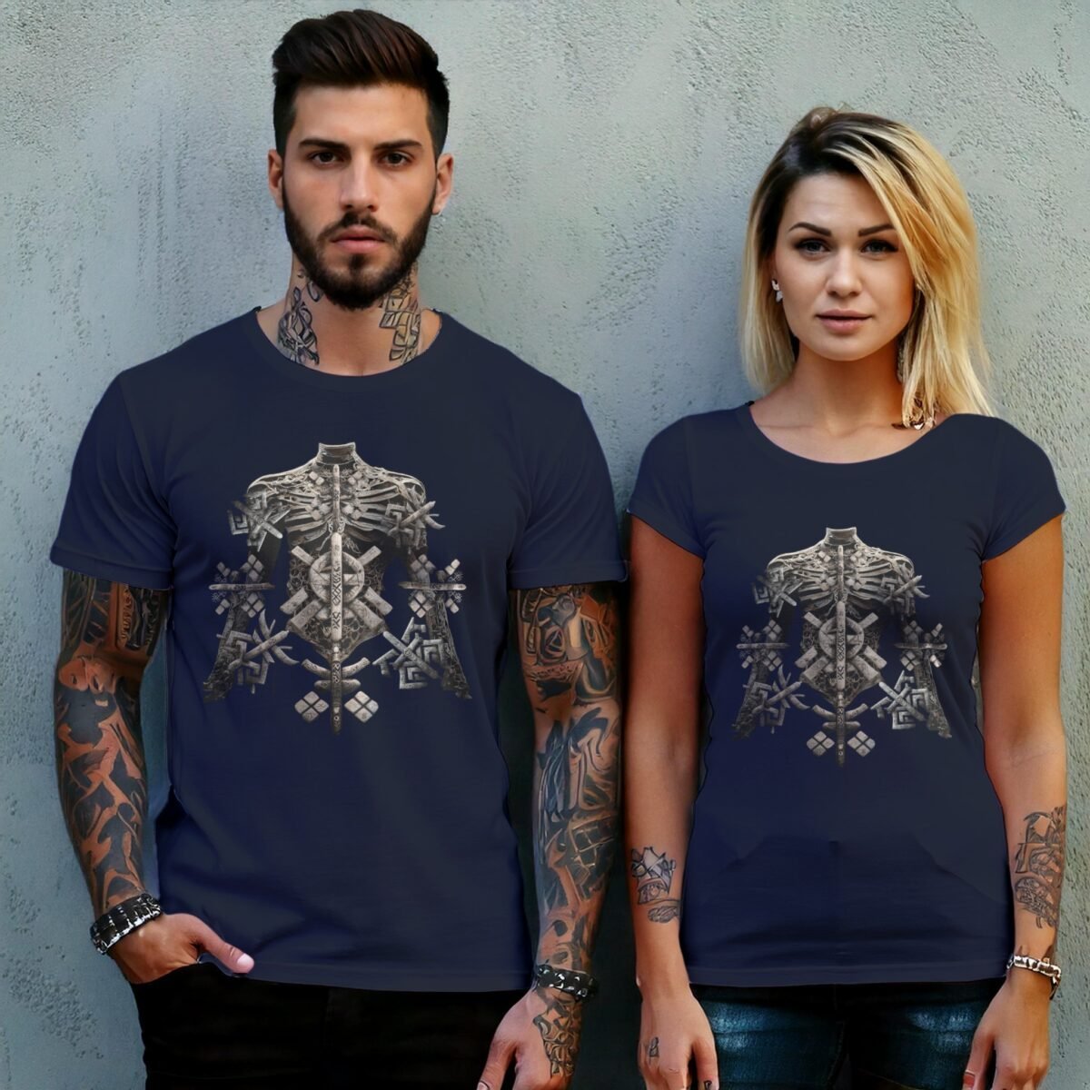 Symbolic Bones Mysterious Runes Skeleton Ritual Artistic Gothic Look t-shirt - 8