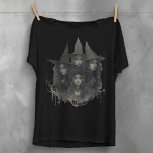 theogham witches sabbath gothic art illustration t-shirt design, variation 1