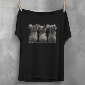 three little rats facing away creepy cute illustration t-shirt design, variation 1