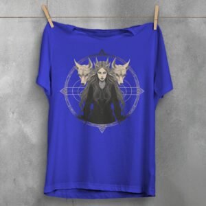 three wolves witch gothic occult art theogham t-shirt design, variation 3