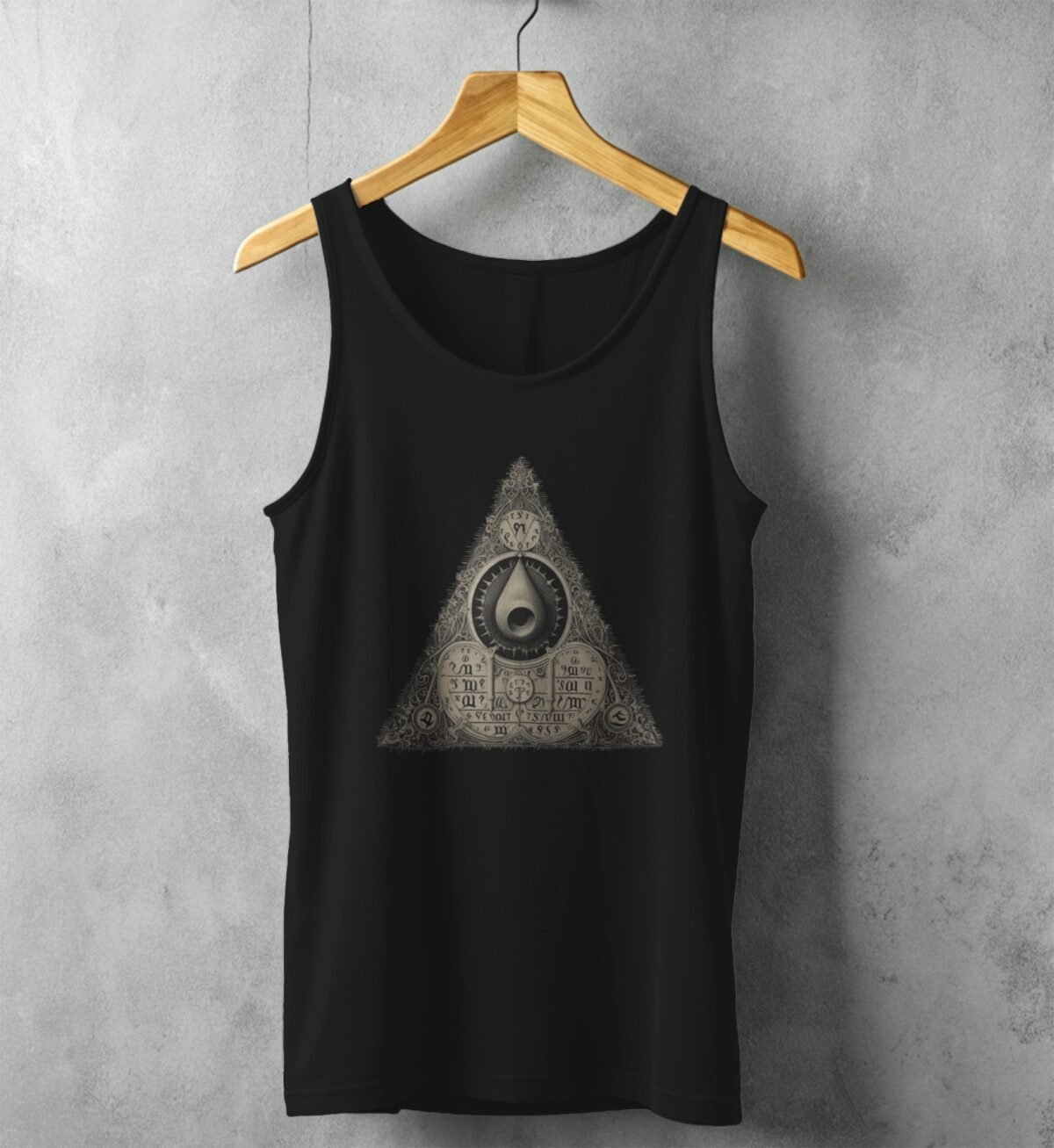 triangle wich secret knowledge ancient mystic symbol esoteric t-shirt design, variation 1