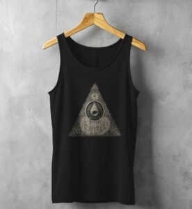 triangle wich secret knowledge ancient mystic symbol esoteric t-shirt design, variation 1