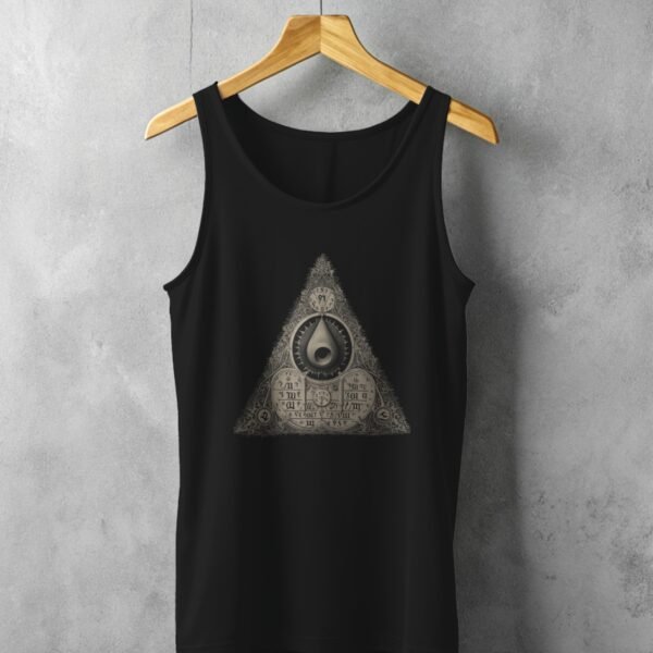triangle wich secret knowledge ancient mystic symbol esoteric t-shirt design, variation 1