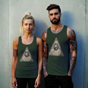 triangle wich secret knowledge ancient mystic symbol esoteric t-shirt design, variation 6