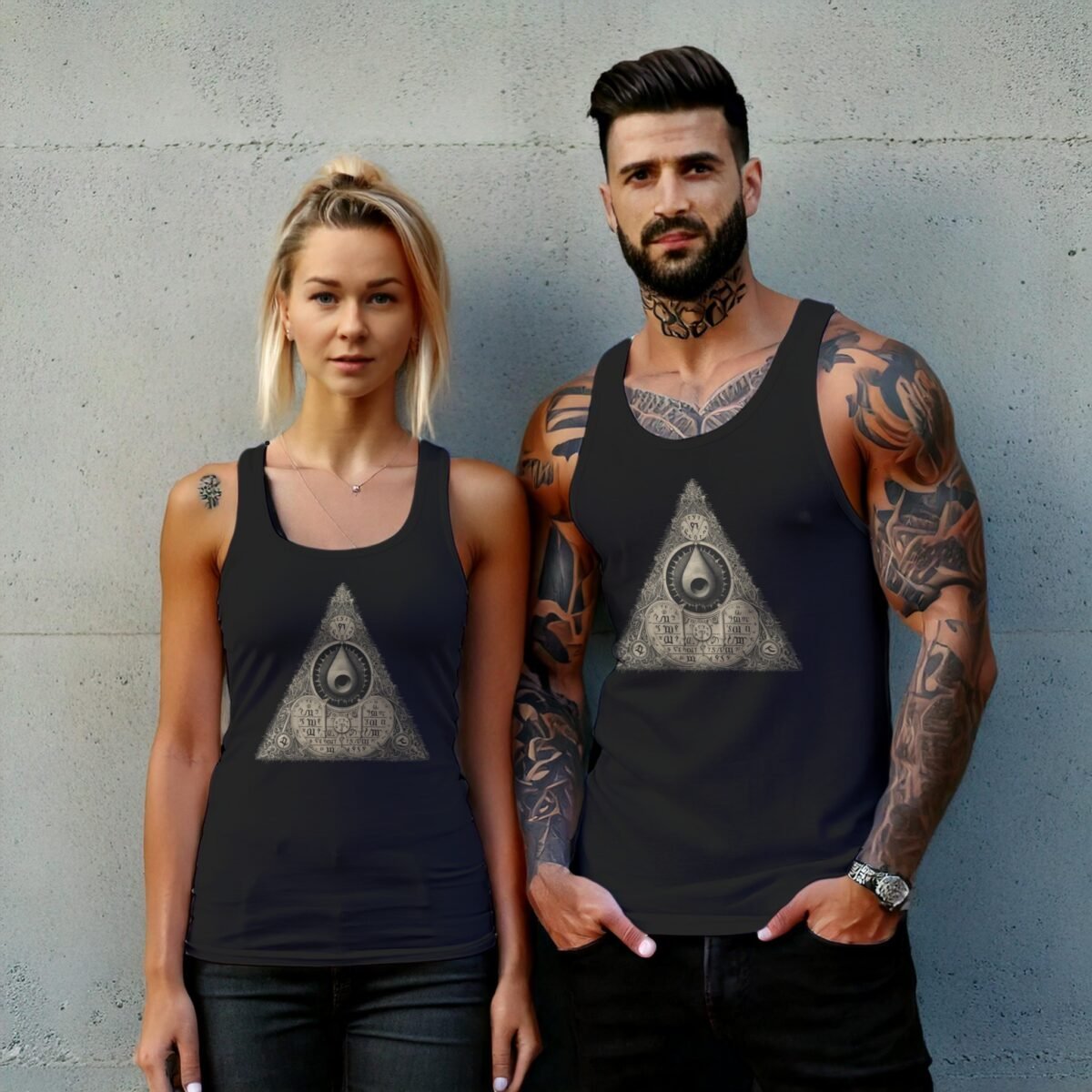 triangle wich secret knowledge ancient mystic symbol esoteric t-shirt design, variation 7