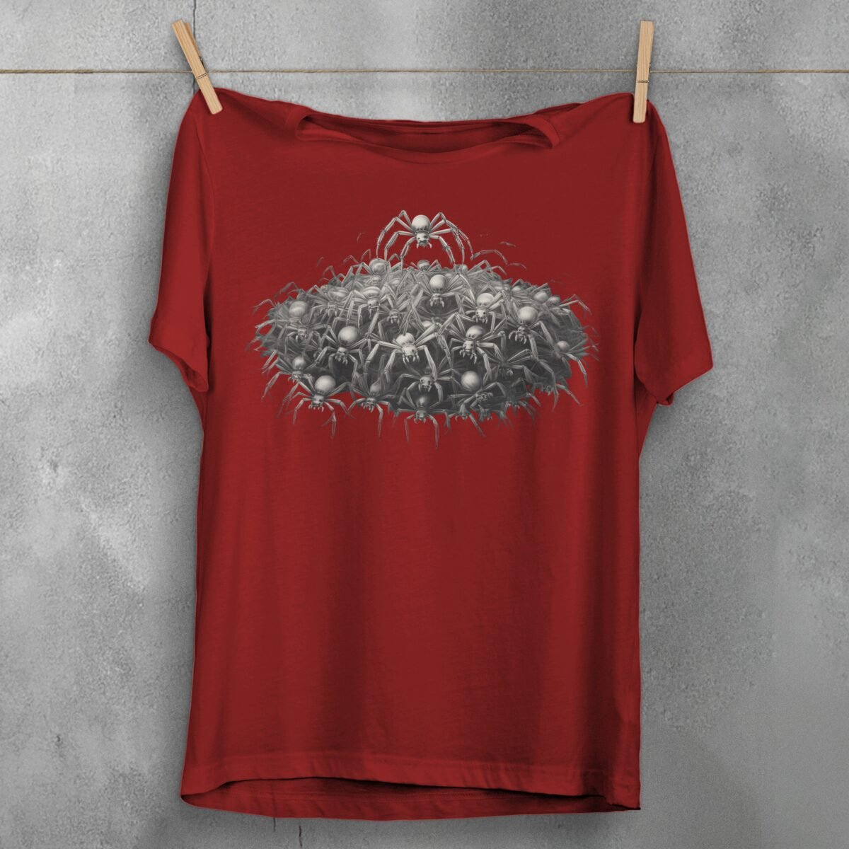 Spider skull mountain strange fantasy gothic halloween t-shirt - 4