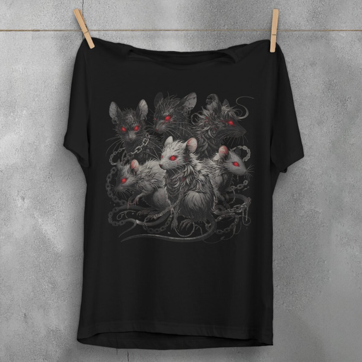 shadow coven rats chains intrigue gothic t-shirt design, variation 1
