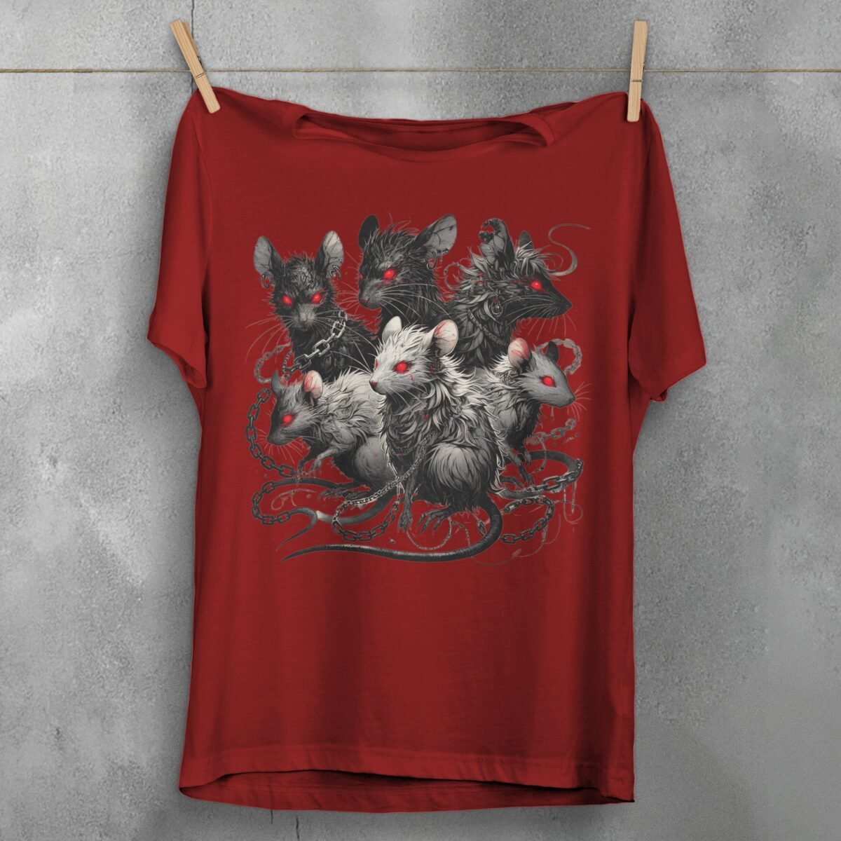shadow coven rats chains intrigue gothic t-shirt design, variation 4