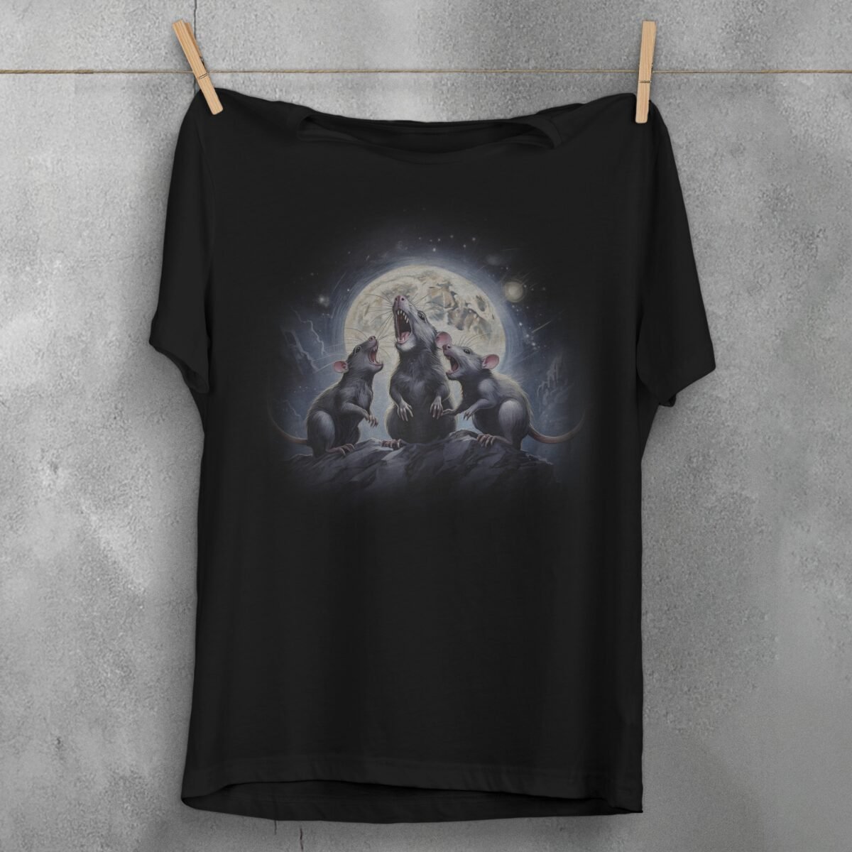 rat chorus moonlight ethereal night sky cute t-shirt design, variation 1