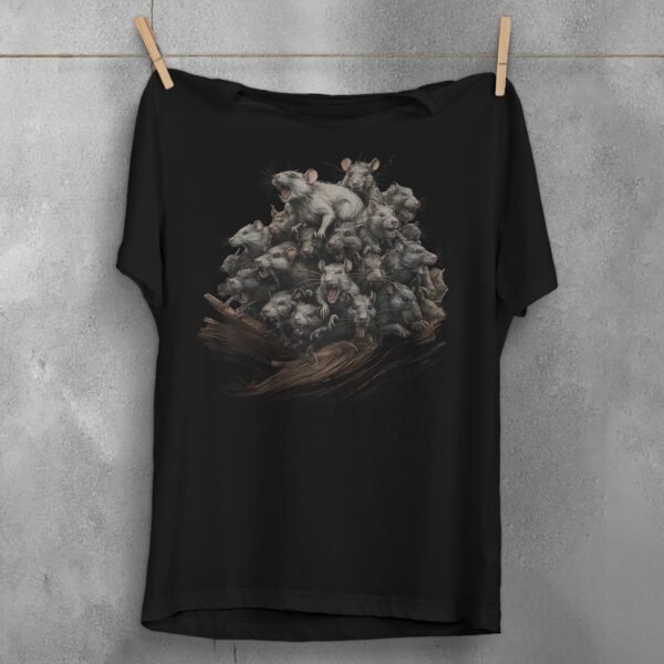 unsettling rat king colony pile dark fantasy aesthetic t-shirt design, variation 1