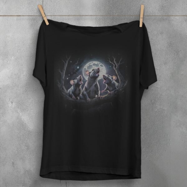 enchanting moonlit rat trio serenade underneath moonlight t-shirt design, variation 1