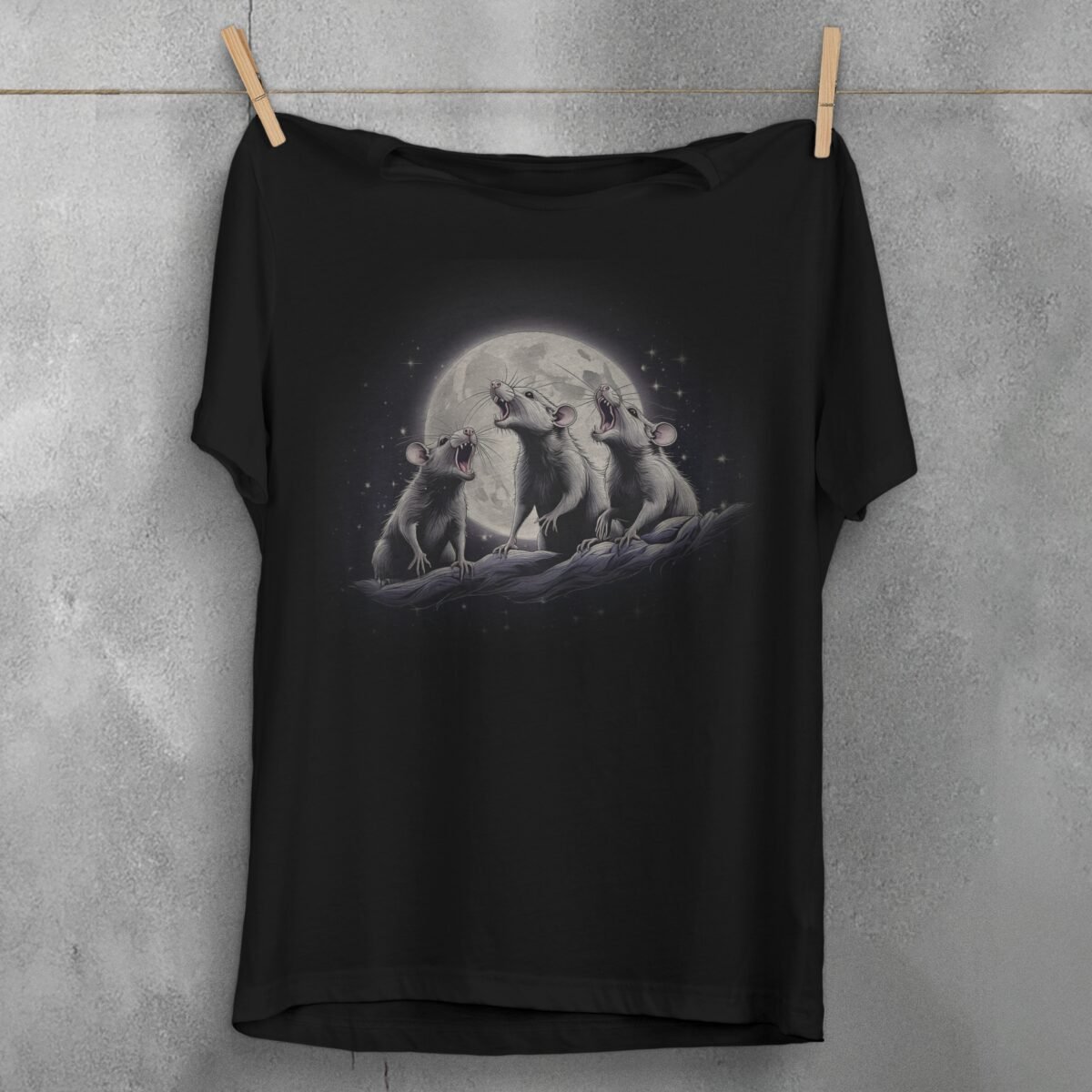 rat moon song nocturnal serenade soul t-shirt design, variation 1