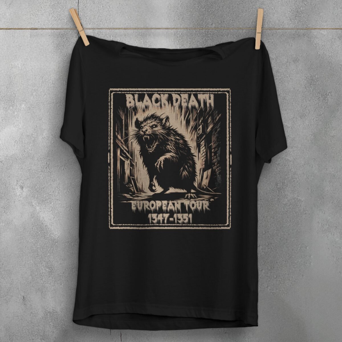 black death rat european tour medieval plague shirt design, variation 1