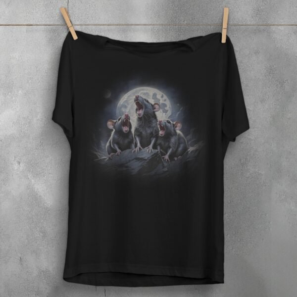 three moon howling rats starlight creepy cute t-shirt design, variation 1