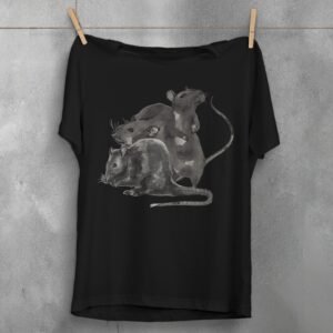 three wise rats silent shadows cute art t-shirt design, variation 1