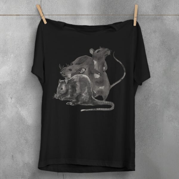 three wise rats silent shadows cute art t-shirt design, variation 1
