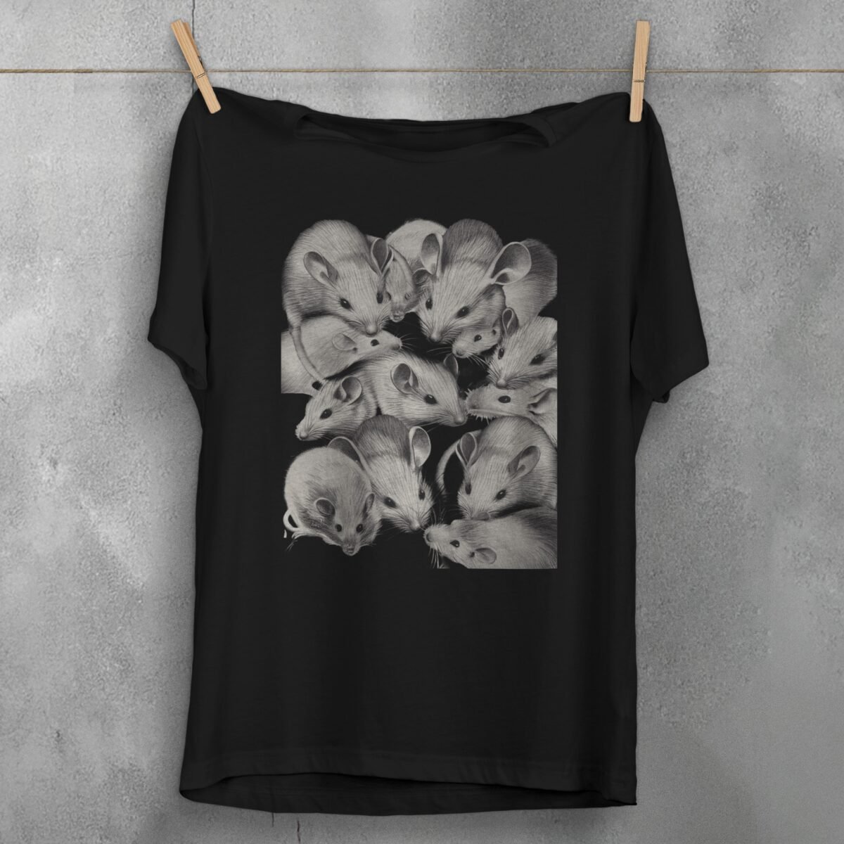 creepy cute group charming rats king weird graphic t-shirt design, variation 1