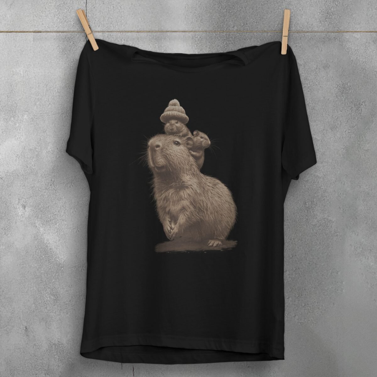 enchanting journey tiny hats cute rat t-shirt design, variation 1