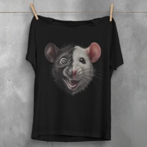 crazy rat opposites sides unique joker art t-shirt design, variation 1