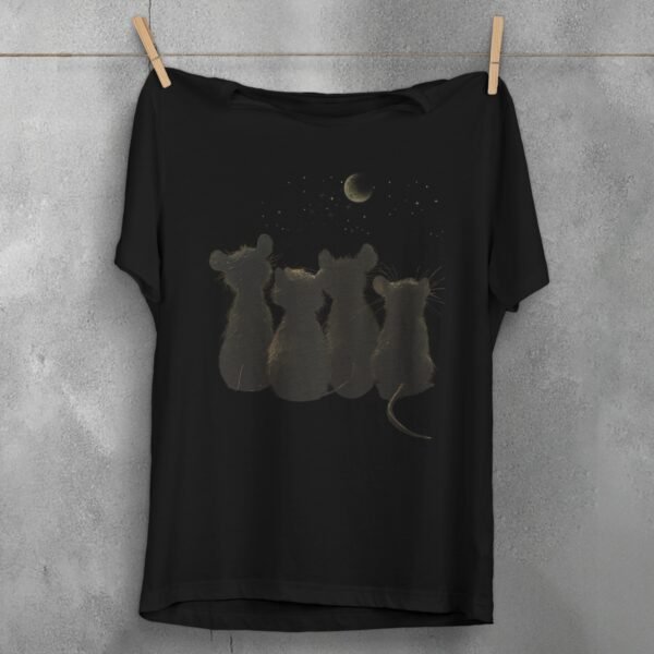 four little rats gaze moon stars cute t-shirt design, variation 1