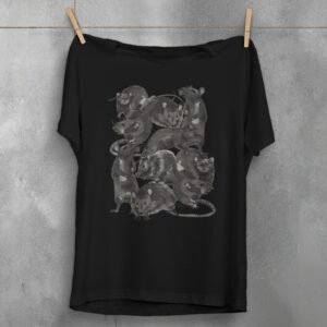 rat family gathering darkly humorous whimsical pastel art t-shirt design, variation 1