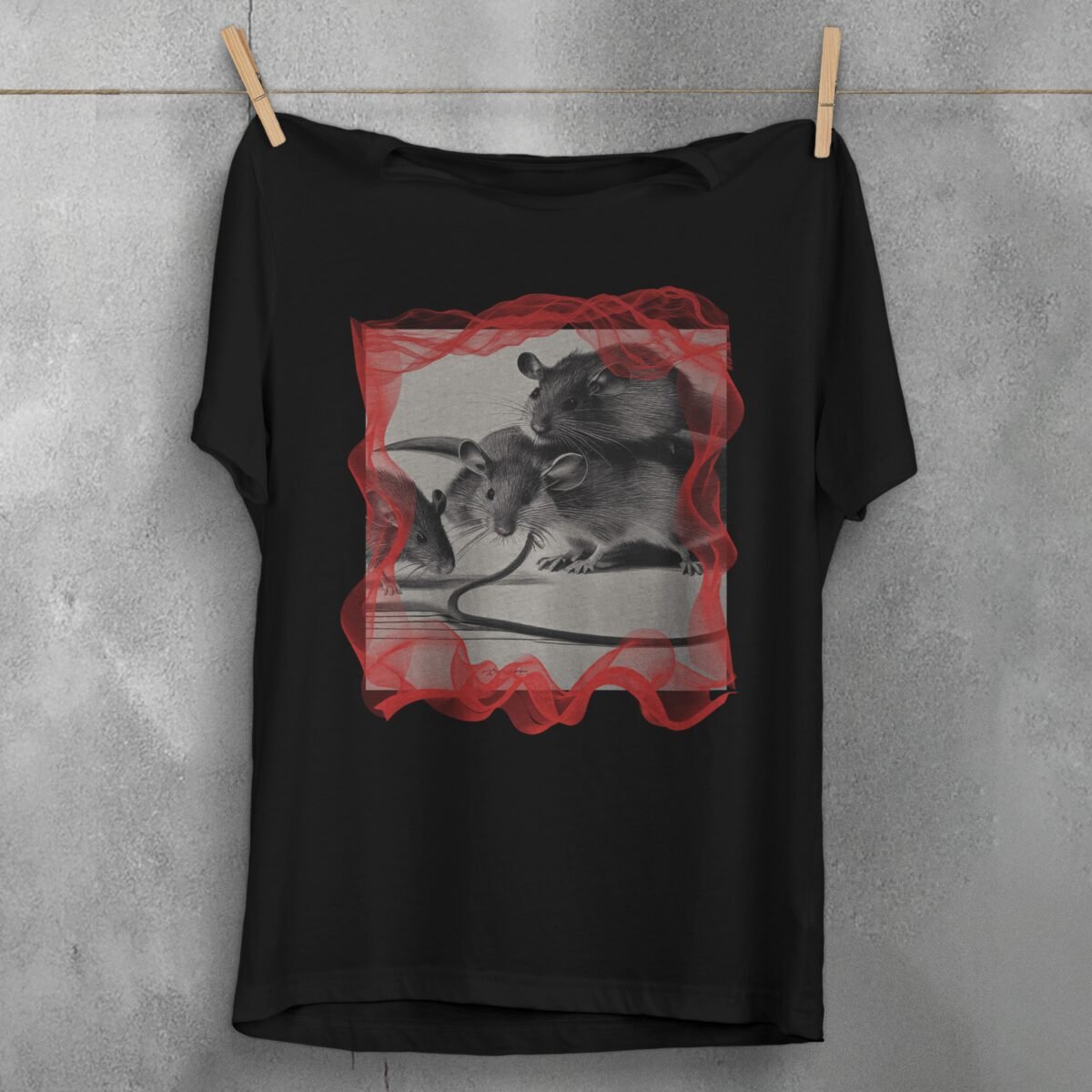 three shadowed rats together pale grey shirt design, variation 1
