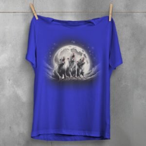 three moon rats howl together night sky t-shirt design, variation 3
