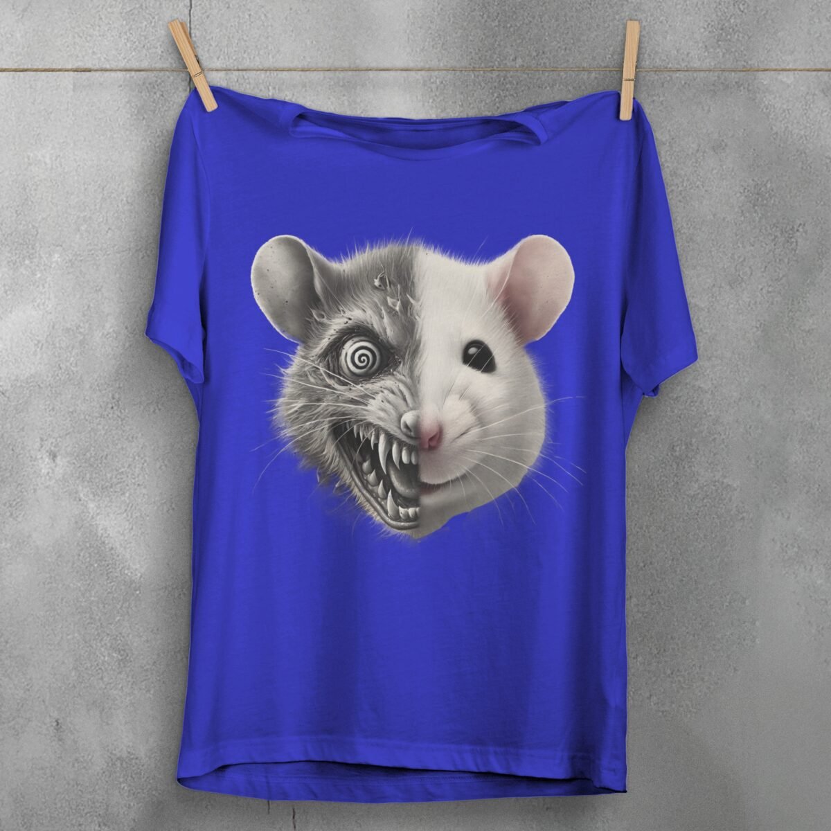creepy rodent duality disturbing rat joker t-shirt design, variation 3