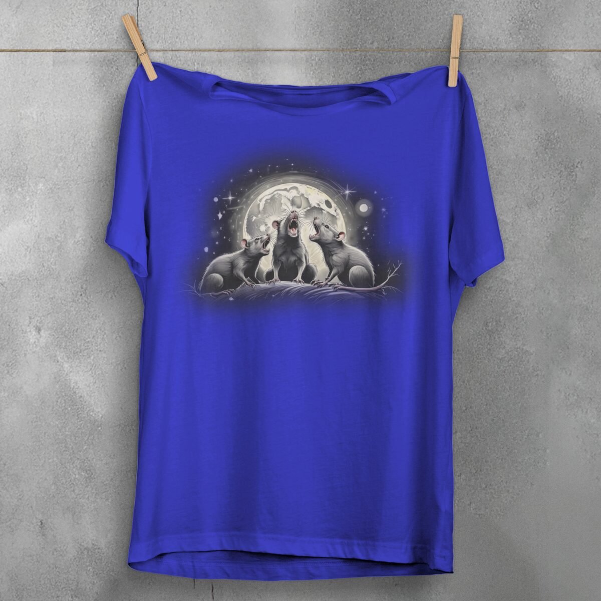 three night rats howl moonlit stars serene darkness t-shirt design, variation 3