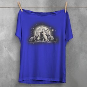 three night rats howl moonlit stars serene darkness t-shirt design, variation 3