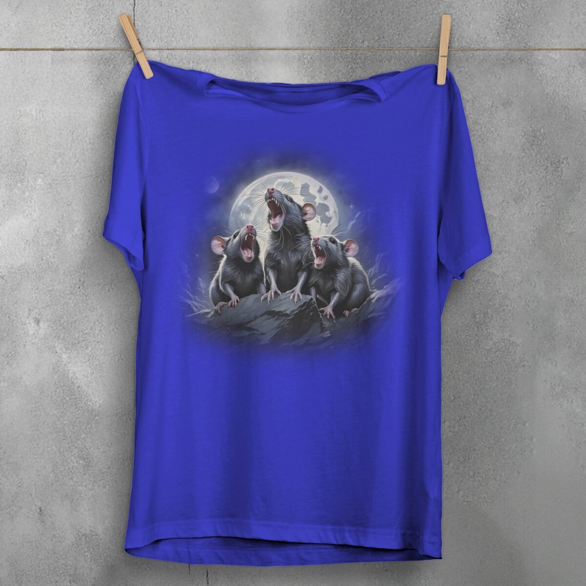 three moon howling rats starlight creepy cute t-shirt design, variation 3