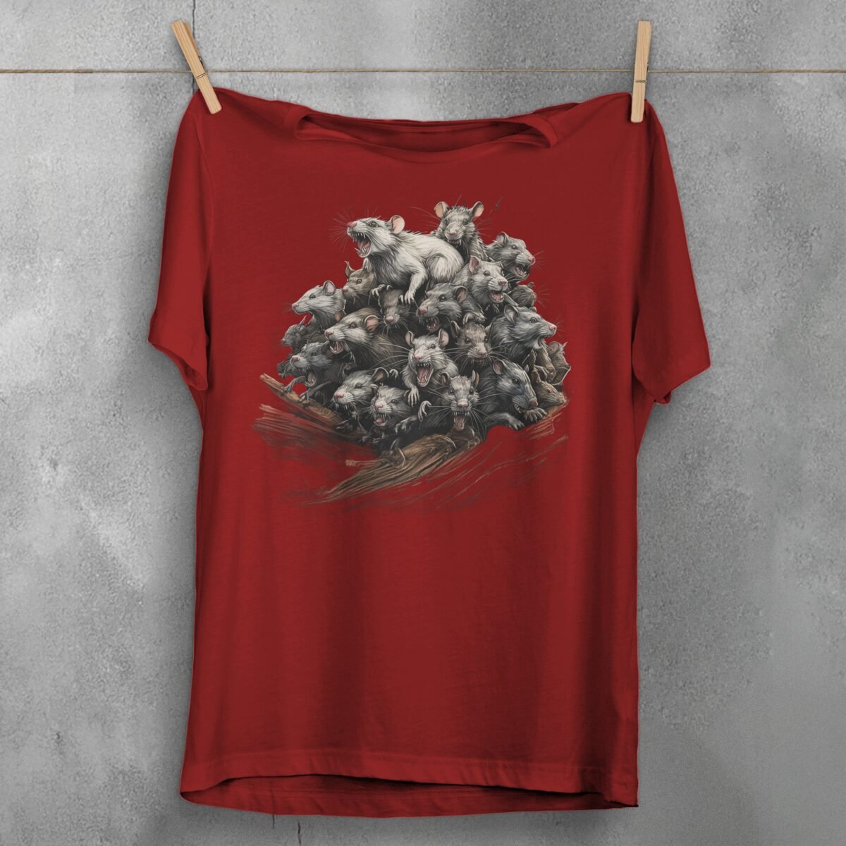 unsettling rat king colony pile dark fantasy aesthetic t-shirt design, variation 4