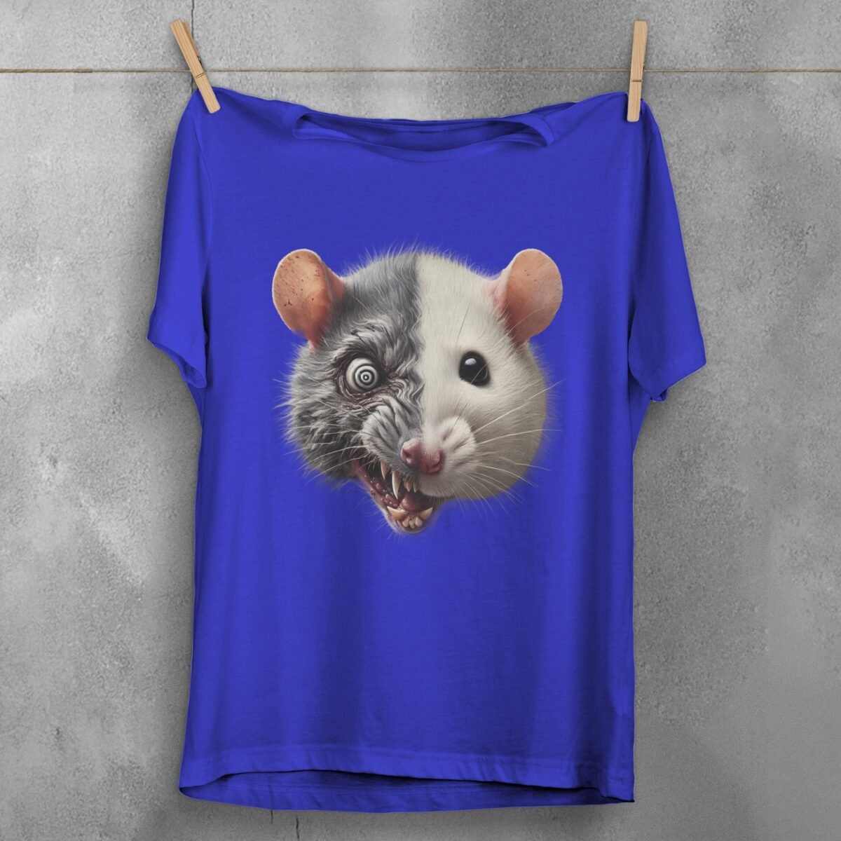 creepy rat duality dark beauty unsettling horror joker vibe t-shirt design, variation 3