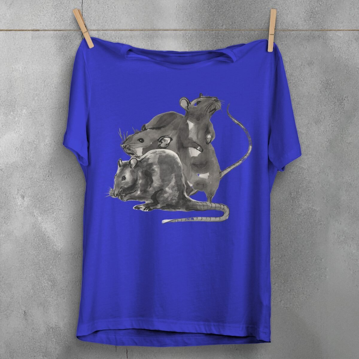 three wise rats silent shadows cute art t-shirt design, variation 3