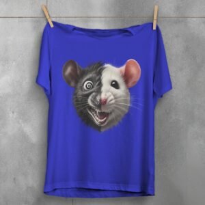 crazy rat opposites sides unique joker art t-shirt design, variation 3