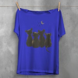 four little rats gaze moon stars cute t-shirt design, variation 3