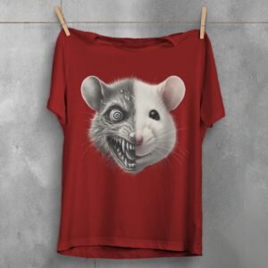 creepy rodent duality disturbing rat joker t-shirt design, variation 4