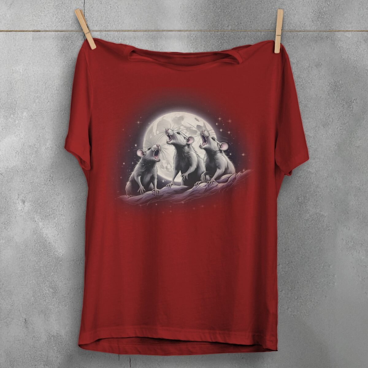 rat moon song nocturnal serenade soul t-shirt design, variation 4