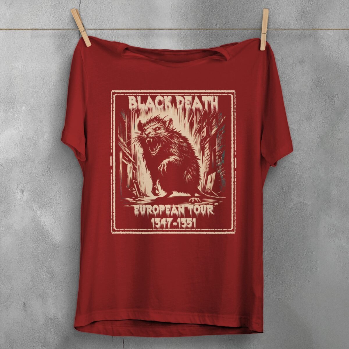 black death rat european tour medieval plague shirt design, variation 3