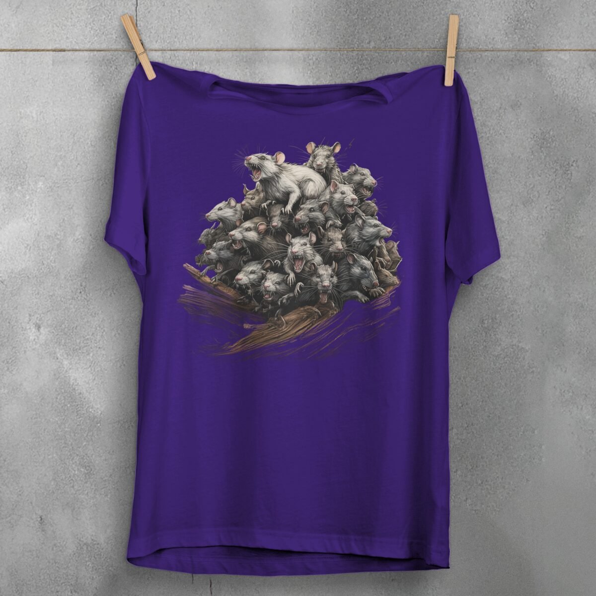 unsettling rat king colony pile dark fantasy aesthetic t-shirt design, variation 5