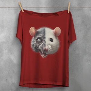 creepy rat duality dark beauty unsettling horror joker vibe t-shirt design, variation 4